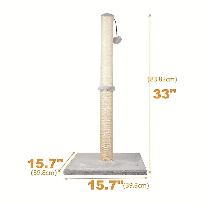Tiragraffi per Gatti con Corda Sisal - Verticale Rivestito Peluche Design Moderno Stabile