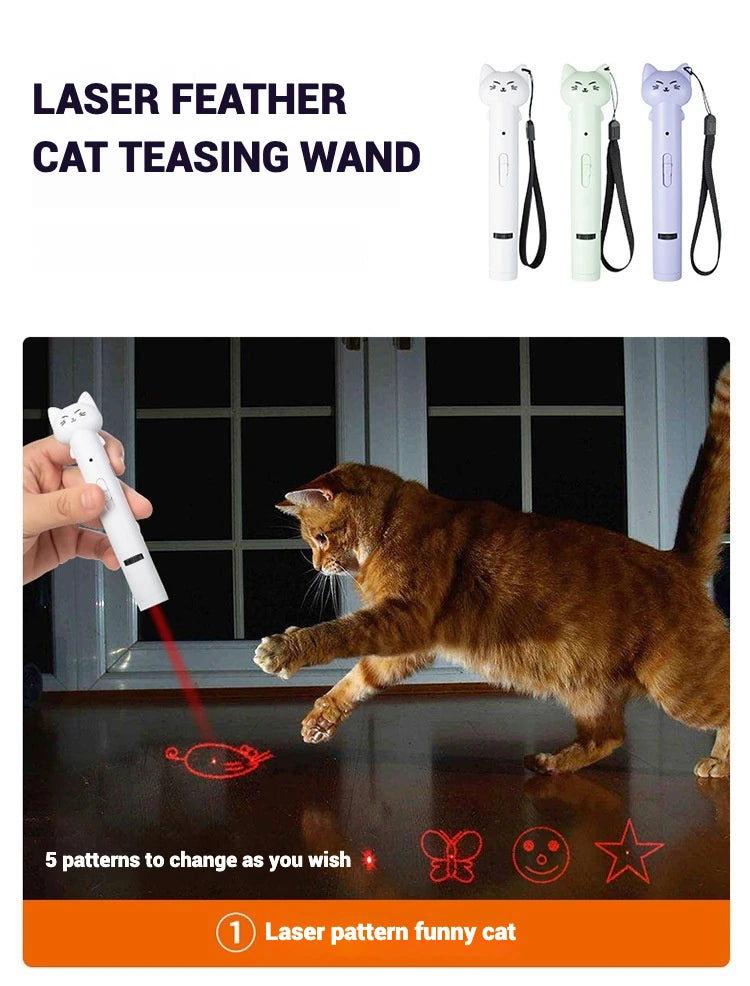 Laser Cat Toy USB Rechargeable Interactive Pet Light Stick Multi Pattern Infrared Pointer Funny Cat Chaser Exercise Training Toy
