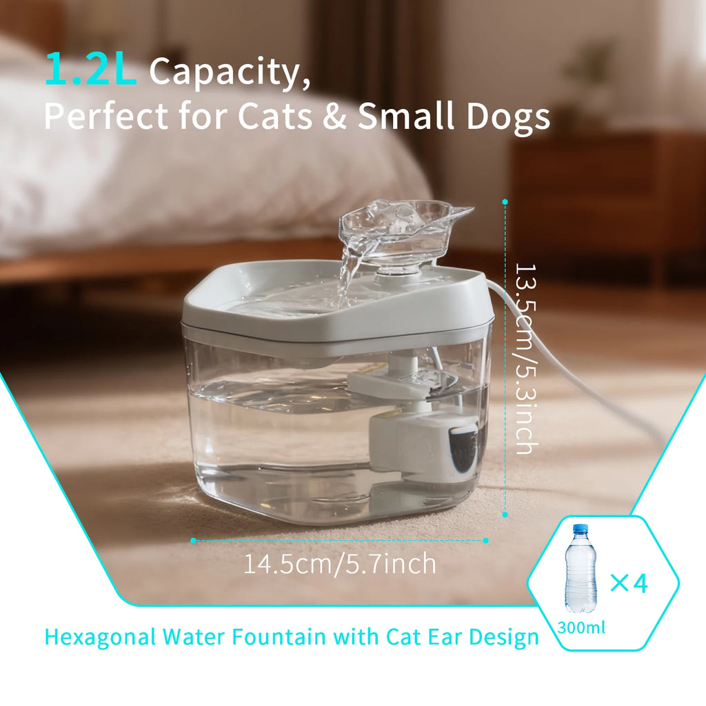 Fontana per Gatti 1.2L USB - Dispenser Acqua Automatico Silenzioso per Gatti e Cani