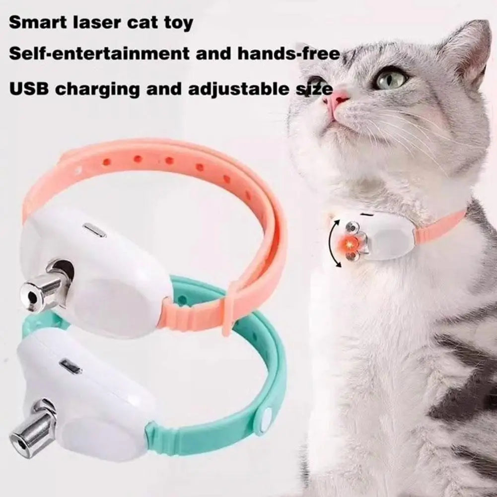 Wearable Automatic Cat Laser Toys Pet Light Collar With LED Lights Rechargeable Toy With LED Light Pet Interactive Exercise Toys