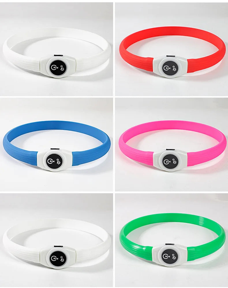 LED Illuminated Dog Collar, Waterproof PVC Material, With USB Interface, 3 Modes, Suitable for Large, Medium And Small Dogs.