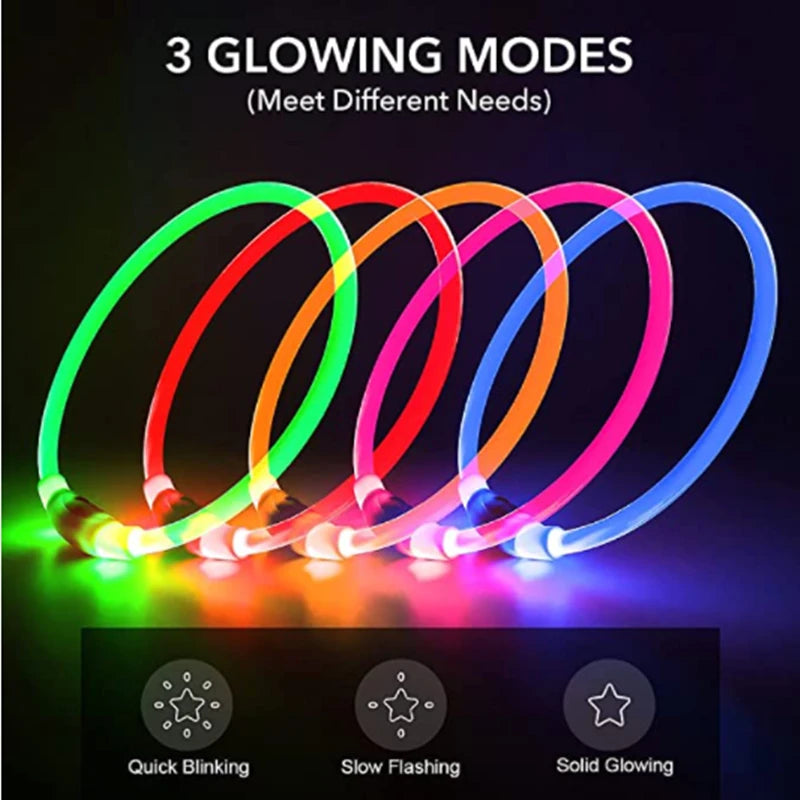 Luminous Dog Collar Light Charge Cat Necklace, Led Fashion Flashing DIY Glowing Safety Collar for Dogs Nighttime Pet Accessorie