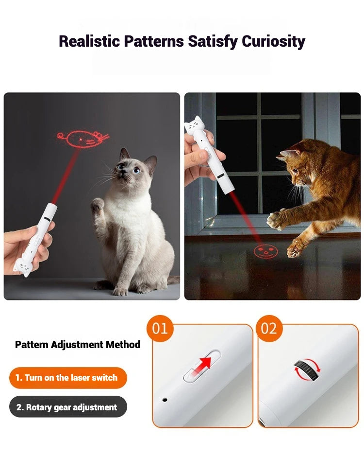Laser Cat Toy USB Rechargeable Interactive Pet Light Stick Multi Pattern Infrared Pointer Funny Cat Chaser Exercise Training Toy