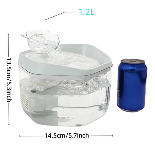 Cat Fountain 1.2L/42.23fl oz Cat Water Dispenser Pet Drinking Fountain, USB Powered - Suitable for Cats/Small to Medium Dogs