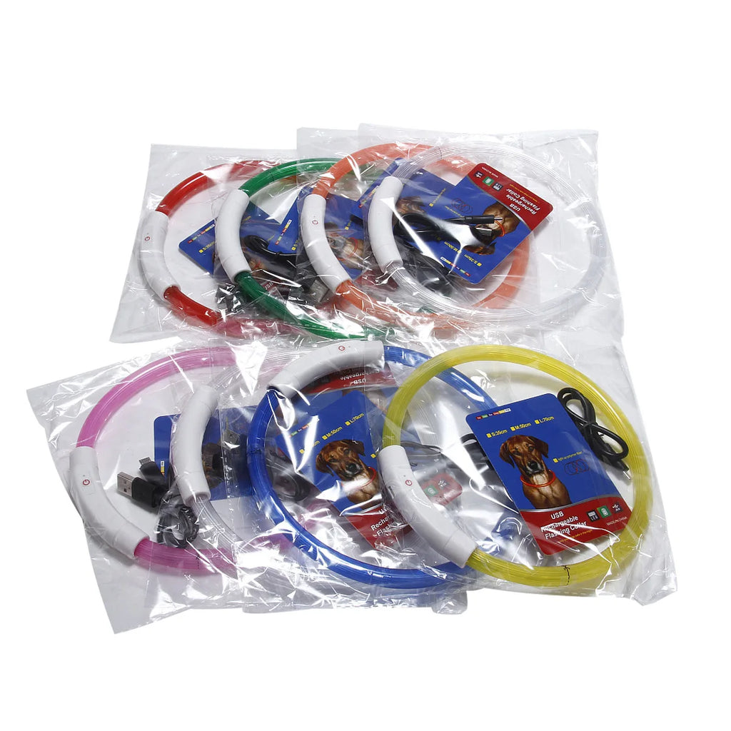 Led Dog COLLAR USB Rechargeable Glowing Collar Night Visibility Reflective Waterproof Adjustable Strap For Dogs Small Medium Lar