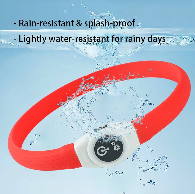 LED Illuminated Dog Collar, Waterproof PVC Material, With USB Interface, 3 Modes, Suitable for Large, Medium And Small Dogs.