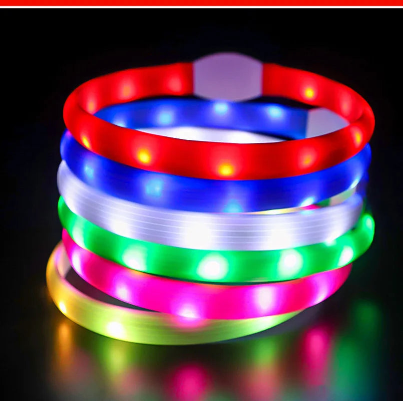 LED Illuminated Dog Collar, Waterproof PVC Material, With USB Interface, 3 Modes, Suitable for Large, Medium And Small Dogs.