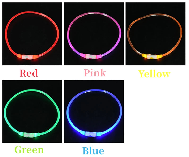 Luminous Dog Collar Light Charge Cat Necklace, Led Fashion Flashing DIY Glowing Safety Collar for Dogs Nighttime Pet Accessorie