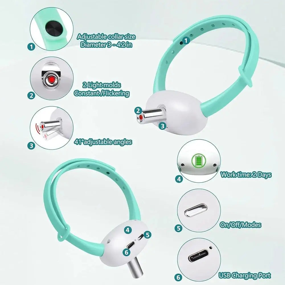Wearable Automatic Cat Laser Toys Pet Light Collar With LED Lights Rechargeable Toy With LED Light Pet Interactive Exercise Toys