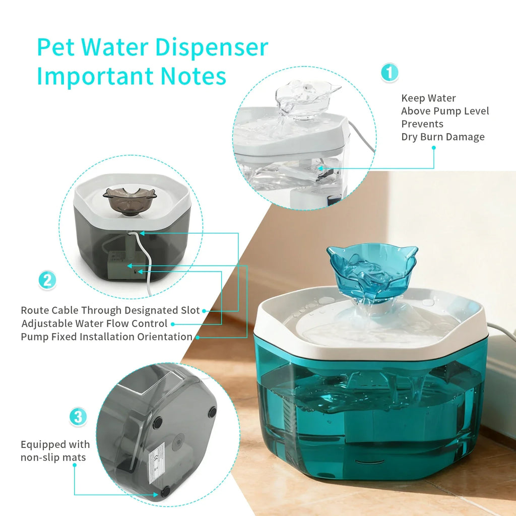 Fontana per Gatti 1.2L USB - Dispenser Acqua Automatico Silenzioso per Gatti e Cani