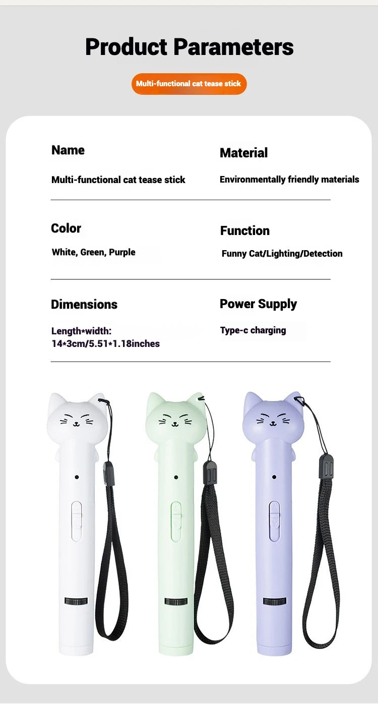 Laser Cat Toy USB Rechargeable Interactive Pet Light Stick Multi Pattern Infrared Pointer Funny Cat Chaser Exercise Training Toy