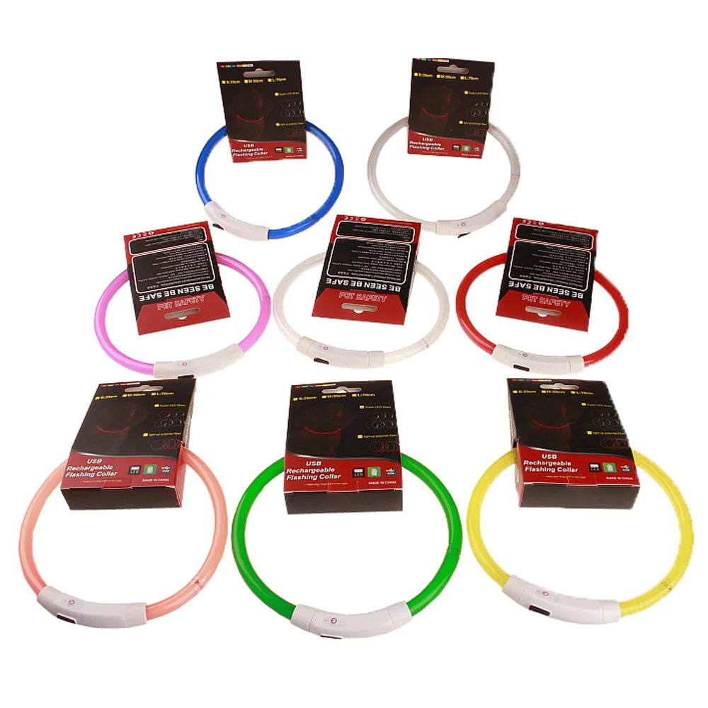 Led Dog COLLAR USB Rechargeable Glowing Collar Night Visibility Reflective Waterproof Adjustable Strap For Dogs Small Medium Lar