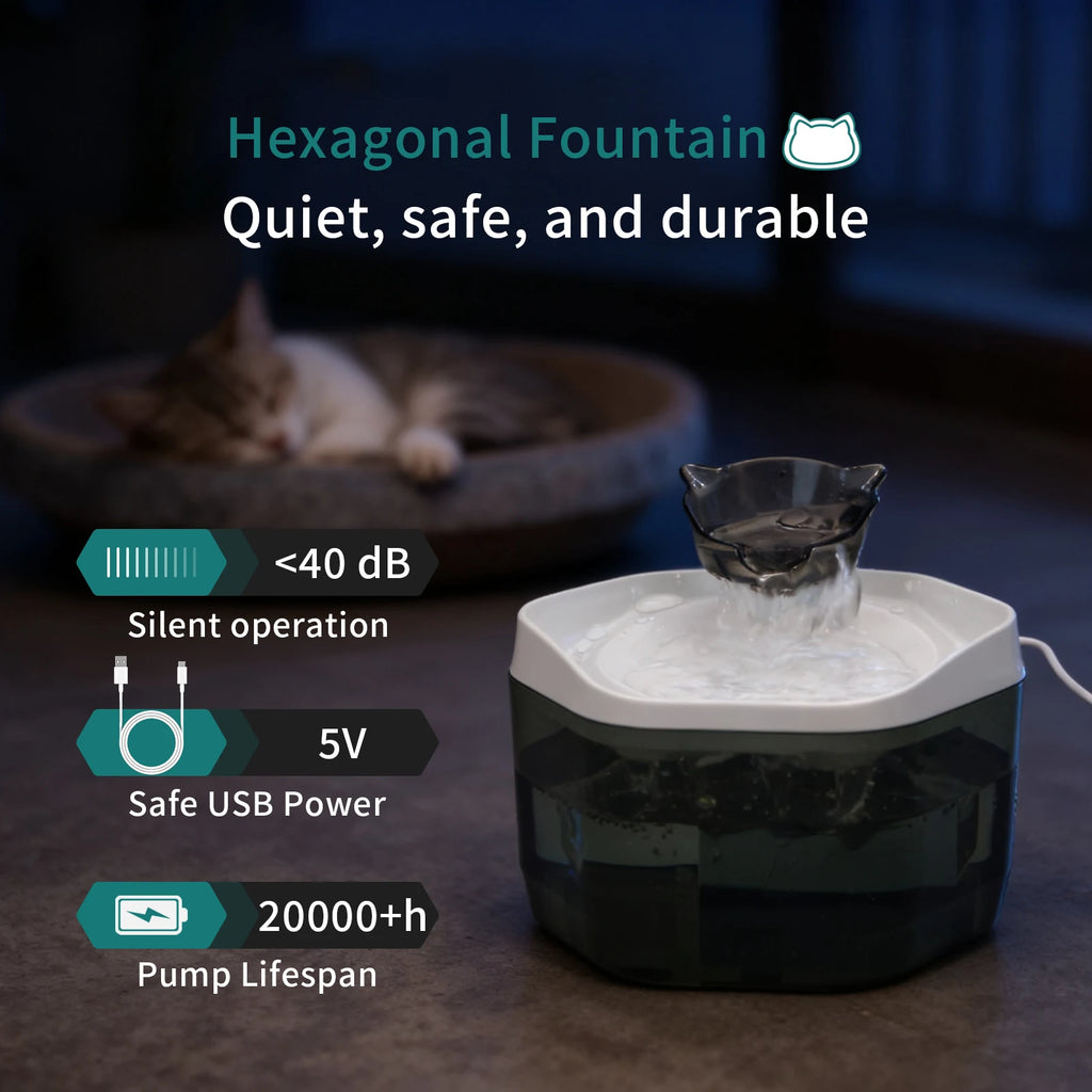Fontana per Gatti 1.2L USB - Dispenser Acqua Automatico Silenzioso per Gatti e Cani