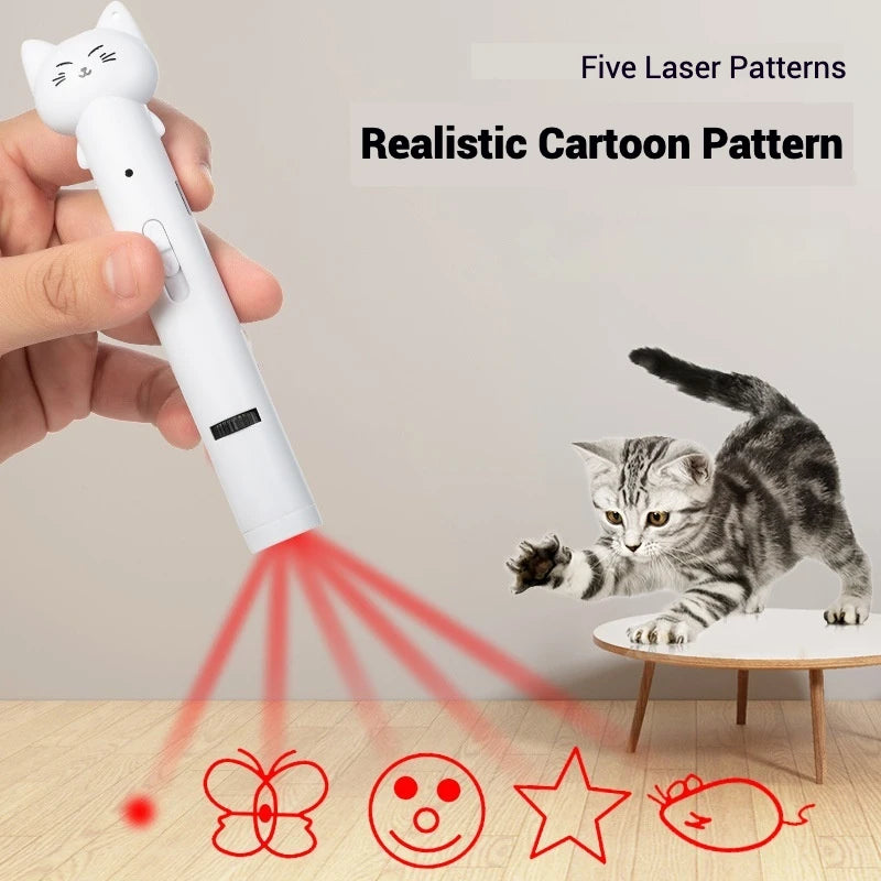 Laser Cat Toy USB Rechargeable Interactive Pet Light Stick Multi Pattern Infrared Pointer Funny Cat Chaser Exercise Training Toy