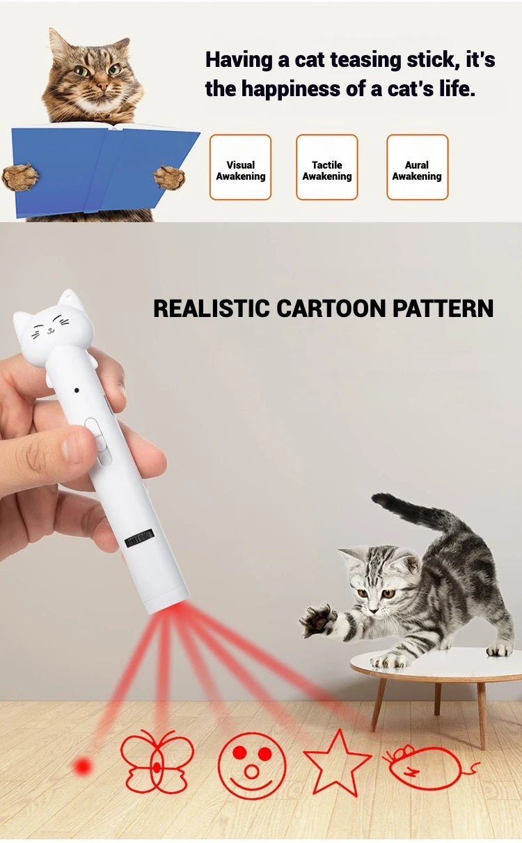 Laser Cat Toy USB Rechargeable Interactive Pet Light Stick Multi Pattern Infrared Pointer Funny Cat Chaser Exercise Training Toy