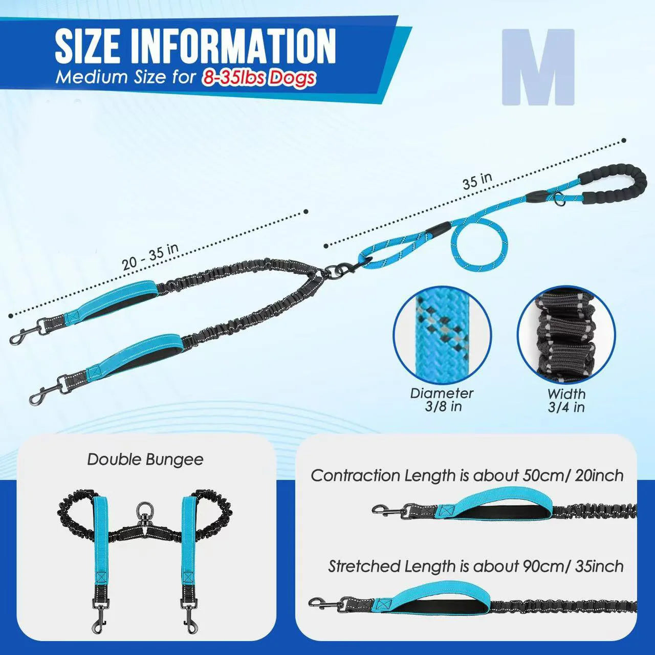 Reflective Double Dog Leash with Two Extra Traffic Handles: 360 Swivel No Tangle Dual Dog Walking Leash, Comfortable Shock Absor