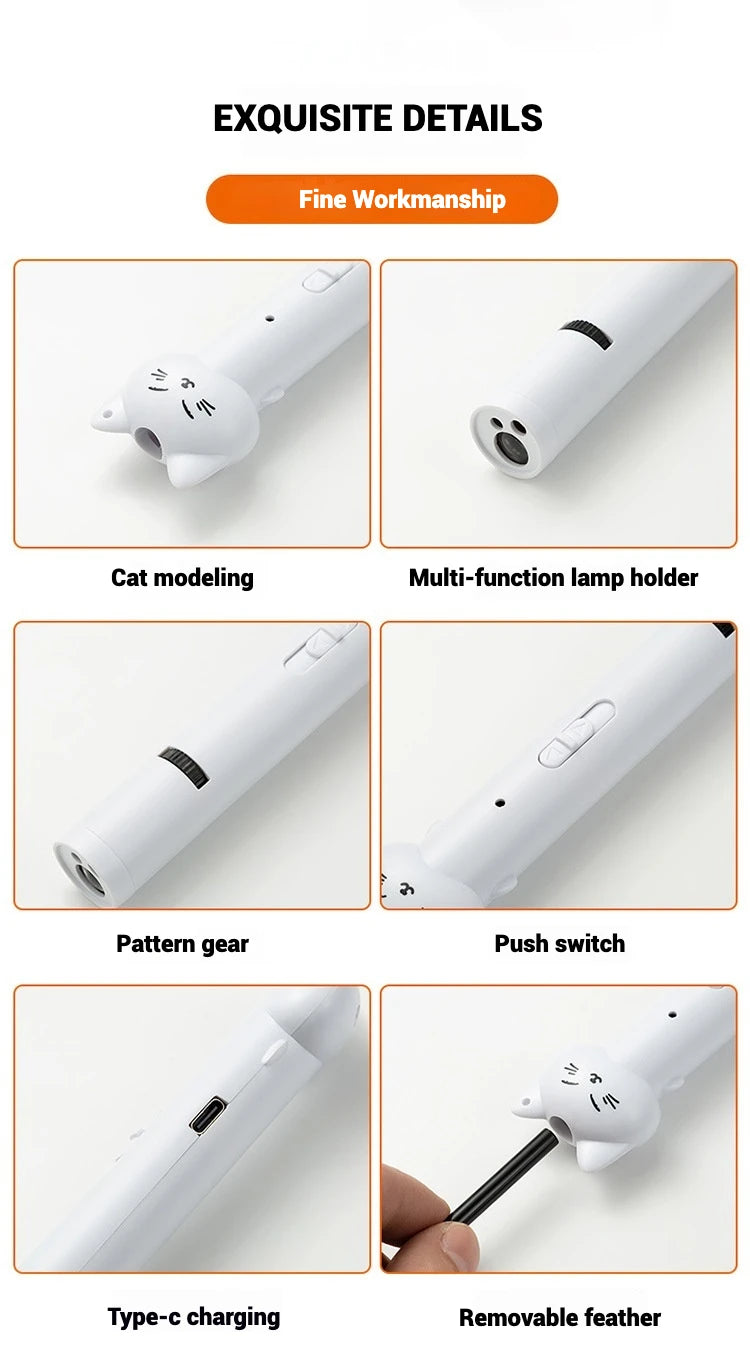 Laser Cat Toy USB Rechargeable Interactive Pet Light Stick Multi Pattern Infrared Pointer Funny Cat Chaser Exercise Training Toy