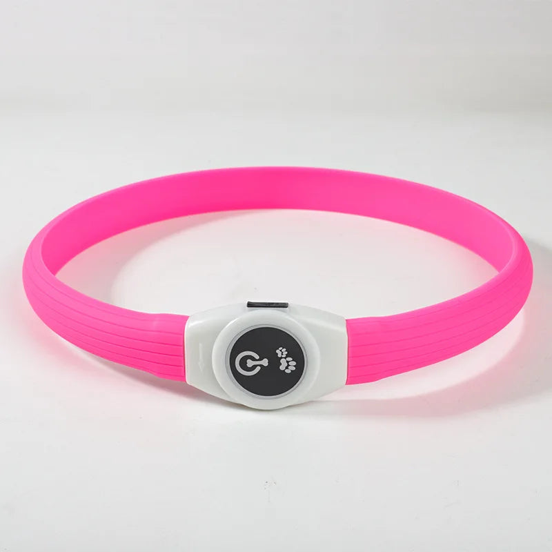 LED Illuminated Dog Collar, Waterproof PVC Material, With USB Interface, 3 Modes, Suitable for Large, Medium And Small Dogs.